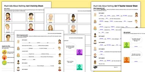 Much Ado About Nothing Act 5 Worksheet and Answers