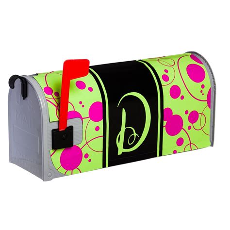 Monogram Peppy Pink & Green Polka Dot Glow in The Dark Magnetic Mailbox ...
