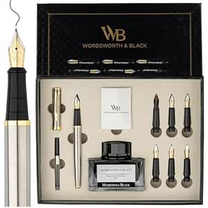Wordsworth & Black Calligraphy Pen Gift Set, Includes Ink Bottle, 6 Ink ...