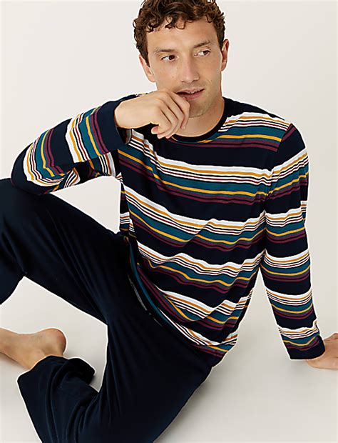 Buy Pure Cotton Striped Pyjama Set at Marks & Spencer