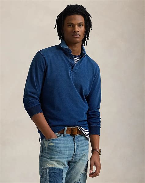 Classic Fit Indigo Jersey Rugby Shirt for Men | Ralph Lauren® IN