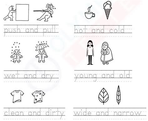 Opposites Worksheet: Tracing Opposites for Kids | Olympiad tester
