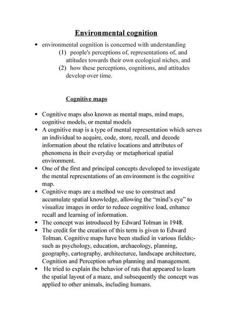 Aswini Environmental cognition - Environmental cognition environmental ...