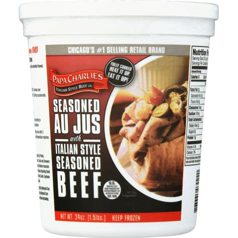 Papa Charlie's Beef, Italian Style Seasoned, with Seasoned Au Jus (24 ...