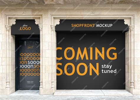 Premium PSD | Coming soon shopfront mockup psd template