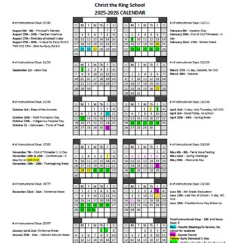 25-26 Academic Calendar (revised 7.28.25) - Christ the King School ...