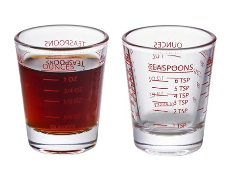 GLASKEY 1.5 oz Shot Glass Set of 2,Shot Glasses Measuring Cup with 4 ...