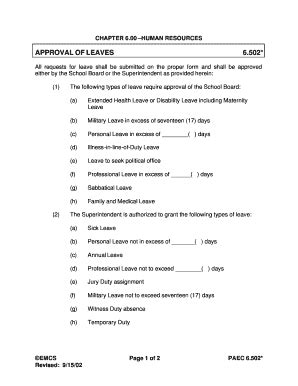 Fillable Online paec APPROVAL OF LEAVES 6502 - paec Fax Email Print ...