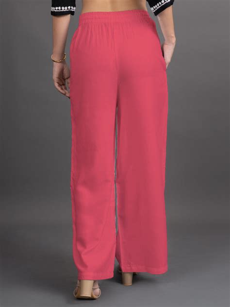Women Peach Viscose Rayon Parallel Pocket Palazzo — Gracit
