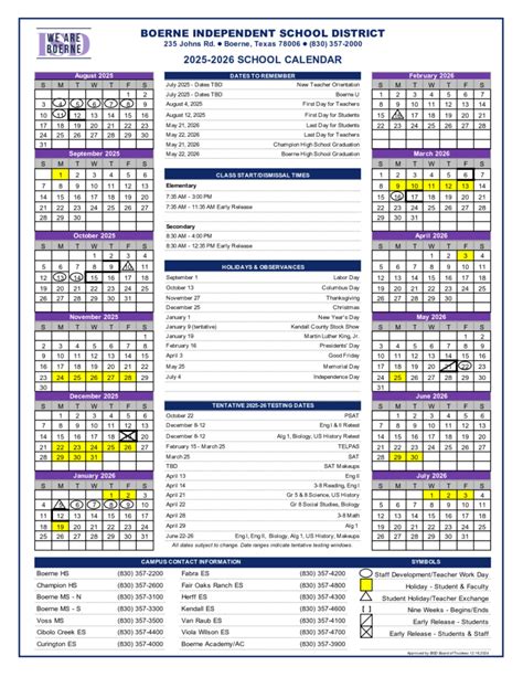 Boerne ISD School Calendar 25-26 [PDF] REVISED - EduCounty