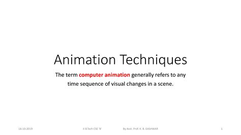 SOLUTION: Animation techniques computer graphics - Studypool