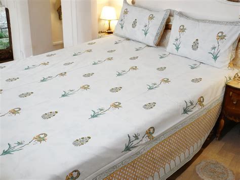 Hand block Printed 400TC Cotton Bedsheet | King Size – Maeri