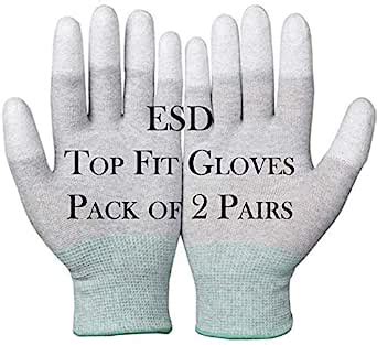 SIBLINGS STORE Carbon Fiber ESD Anti-Static Gloves Pu Fingertip Coated ...