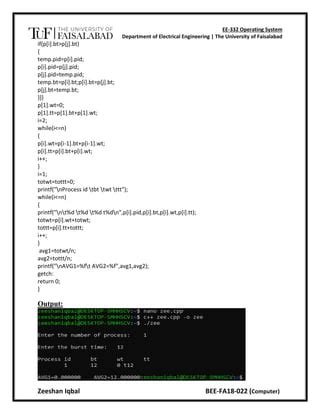 Image result for C Program Shortest Job First