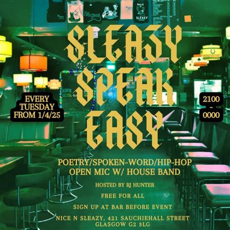 Sleazy Speakeasy, Nice N Sleazy, Glasgow, 27 May 2025 | AllEvents