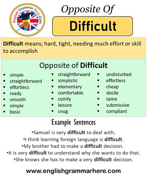 Opposite Of Difficult, Antonyms of Difficult, Meaning and Example Sentences - English Grammar Here