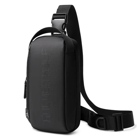 GOLDEN WOLF Sling Bag for Men 2.6L Small Crossbody Bag Long Chest Bag ...