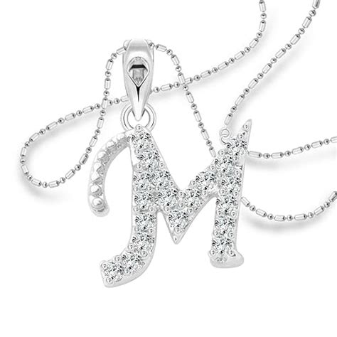Vighnaharta Memorable M Alphabet CZ Rhodium Plated Alloy Pendant for ...