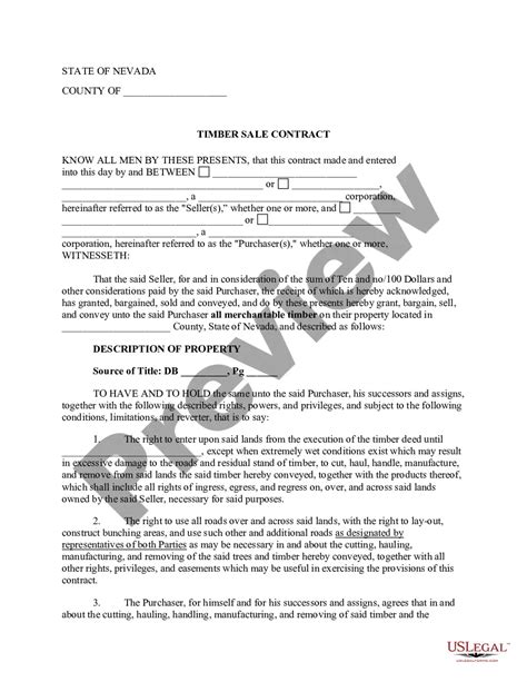 Nevada Timber Sale Contract | US Legal Forms