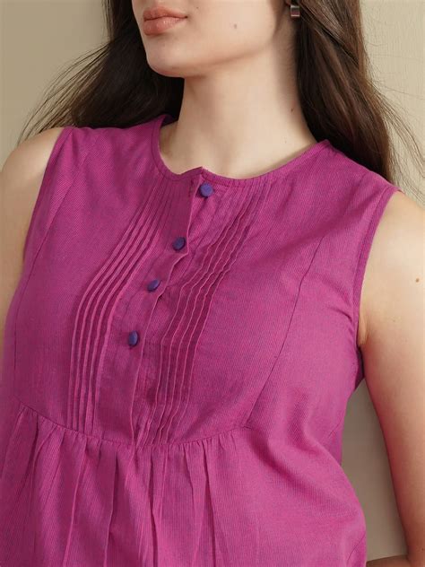 Buy Pink Cotton Solid Regular Top Online | Pink Fort