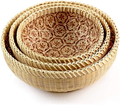 EQUEEN HANDICRAFT Bamboo Round Wicker Baskets for | Ubuy India