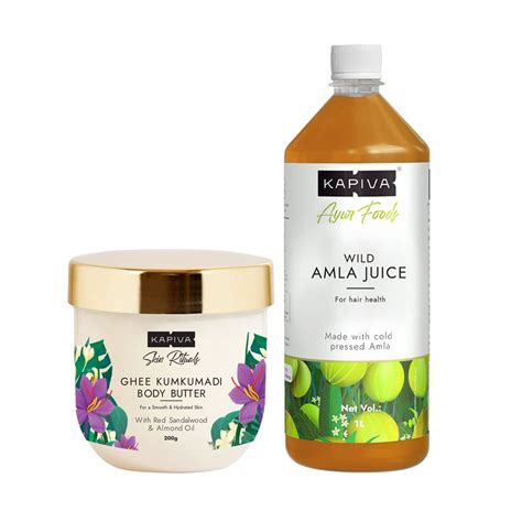 Kapiva Kumkumadi Ghee Body Butter 200 gms + Kapiva Wild Amla Juice 1 ...