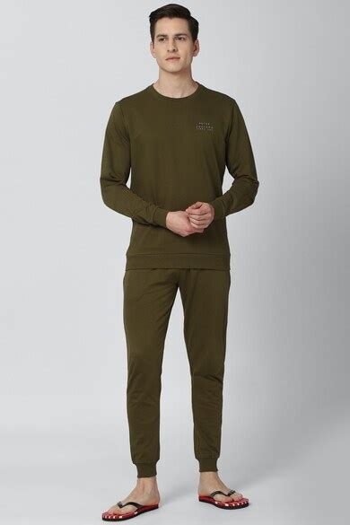 Buy Men Olive Solid Casual T-shirt and Joggers Online - 705850 | Peter ...