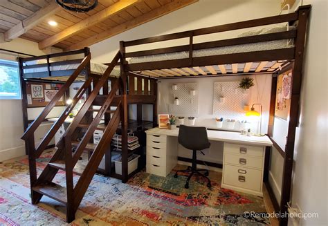 Double loft bed with desk online