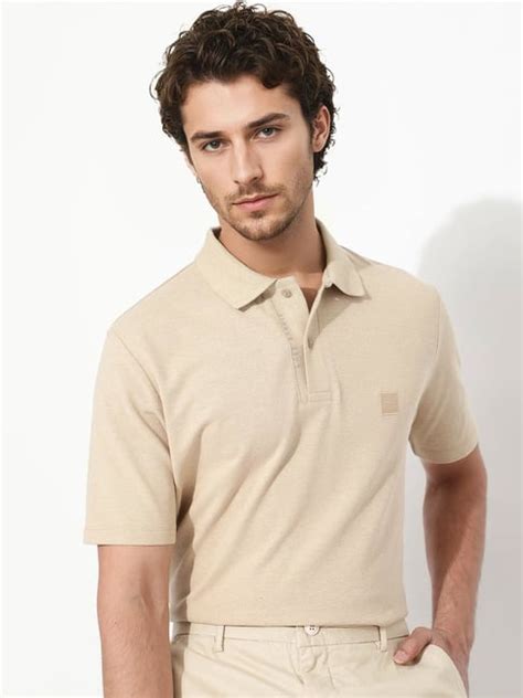 Rare Rabbit Beige Regular Fit Solid Polo T-Shirt - Price History
