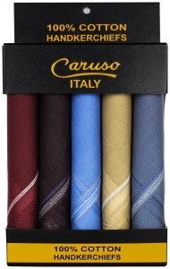 Caruso Italy Men's Luxury Dark Base Coloured Border Cotton Handkerchief ...