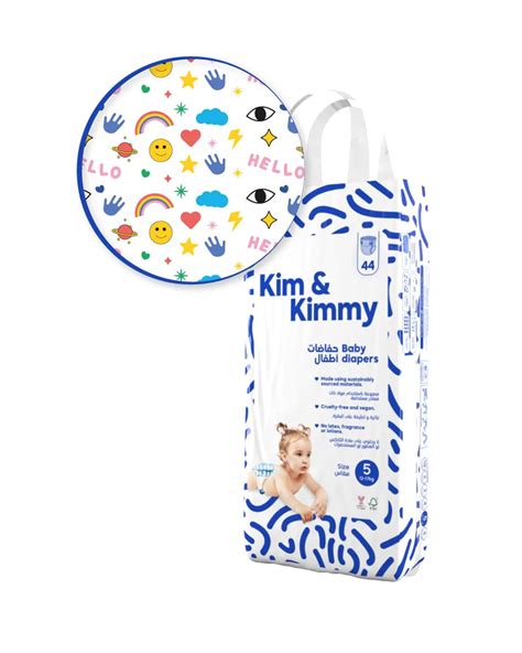 Kim & Kimmy Funny Icons Taped Diapers-Size 5 (12-17Kg)-With Wetness ...