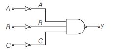 A proper combination of 3 NOT and 1 NAND gates is shown. If A=0, B=1, C ...