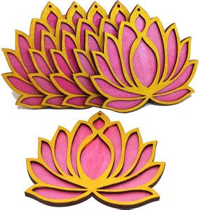 StepsToDo Wooden Lotus Cutouts Set of 6 (Golden and Rose Pink) | DIY ...