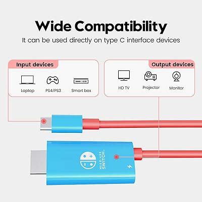 Buy EhYoo Portable Switch Dock USB Type C to HDMI Conversion Cable for ...