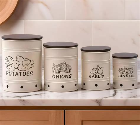 Generic Mindful Craft Potato, Onion, Garlic And Ginger Canisters Set Of ...