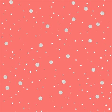 Silver glitter polka dots on coral background seamless elegant pattern ...