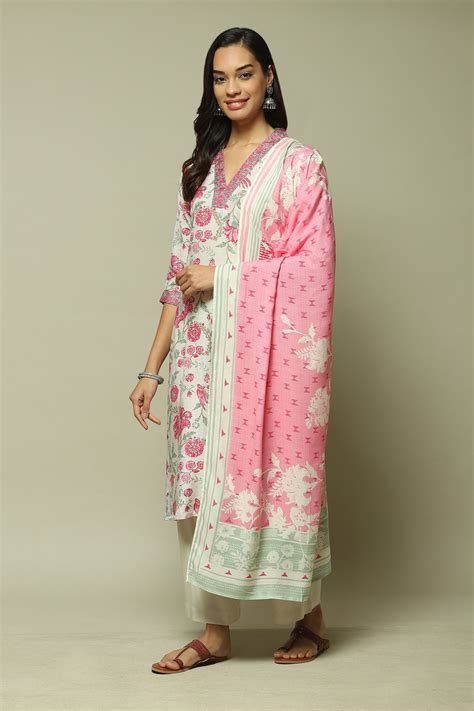 Pink Cotton A-Line Kurta Palazzo Suit Set
