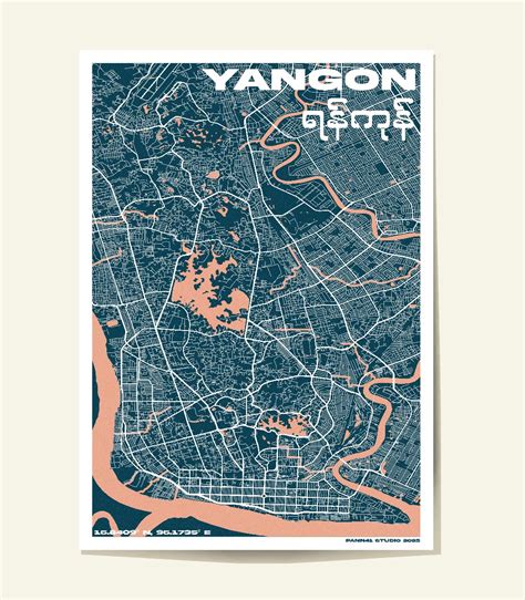 Myanmar Posters - Yangon City Map 2 - Myanmar Inspired Posters for your home