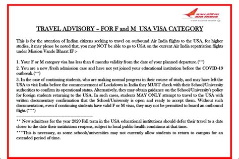 Air India Issues Advisory For US-bound Indian Students with F/M Visa