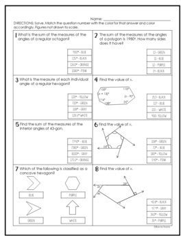 NEW YEAR Polygon Properties Geometry Coloring Activity by Kacie Travis