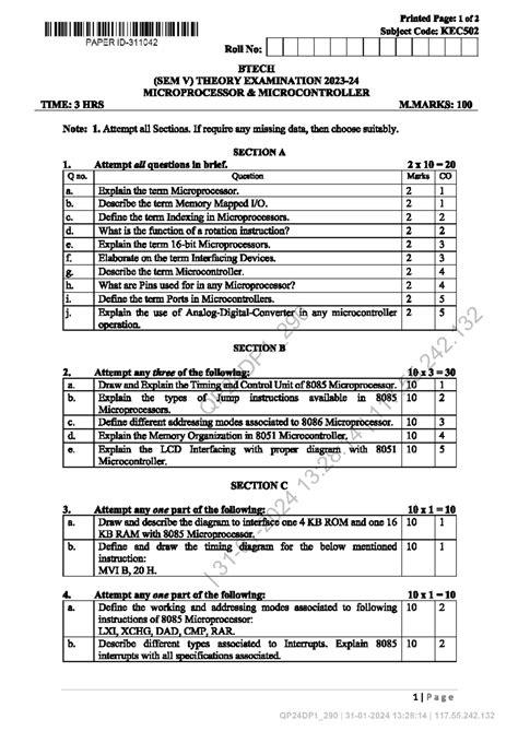 Mpmc - helpful - Printed Page: 1 of 2 Subject Code: KEC502 PAPER Roll ...