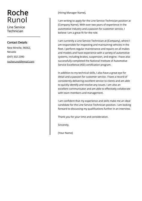 Line Service Technician Cover Letter: Job Description, Sample & Guide