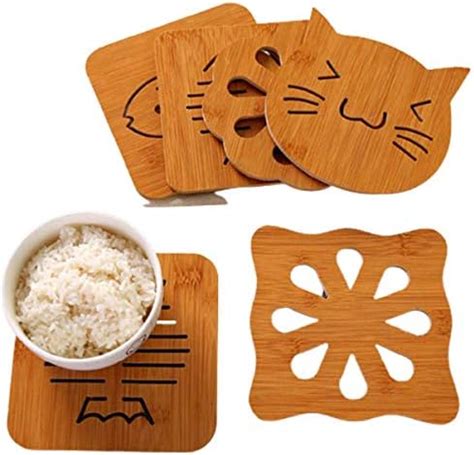 Buy ARQIVO Wooden Trivet Set for Hot Plates, Heat Resistant Wooden ...