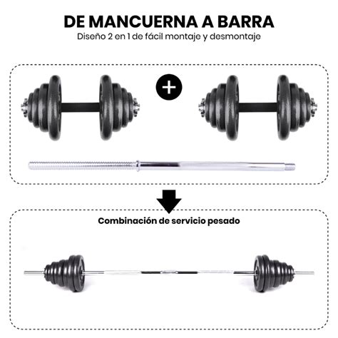 Maletín de pesas con barra de conexión y discos IRON TRANSFORMER 50kg ...