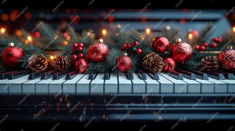 Premium AI Image | Piano Keyboard Christmas Garland Close Background HD ...