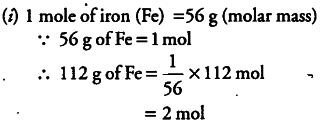 Calculate the number of moles in 112 g of iron - CBSE Class 9 Science ...