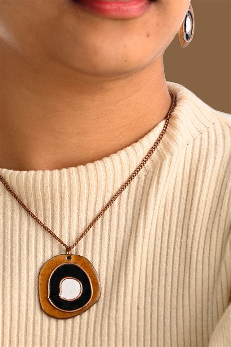 Hand Crafted Copper Enamel - Vartul Ochre Pendant – EkiBeki