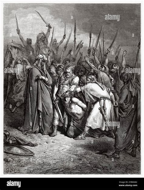 Death of Agag. Samuel kills Agag. Old Testament. Antique bible ...