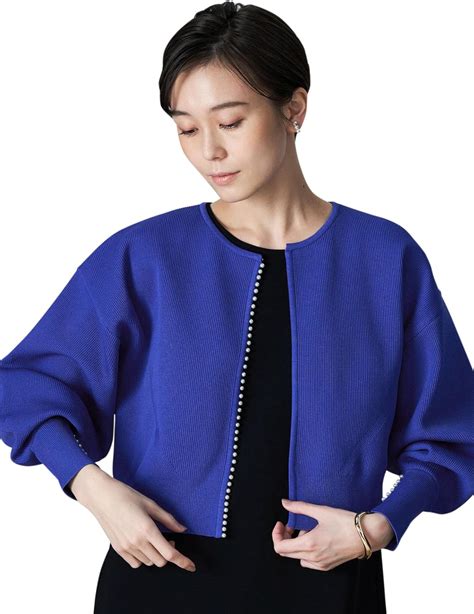 Amazon | [ノーリーズ] 飯豊まりえさん着用＞《手洗い可能》ミニパールカーディガン 3-0035-1-02-005 38 ブルー ...