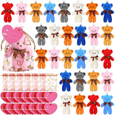 Buy Ferreve 48 Pack Valentine's Day Bear Stuffed Toys Including 48 Pcs ...
